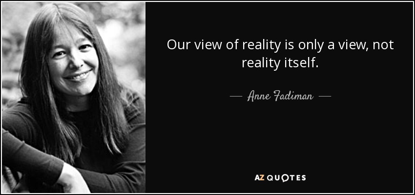 Our view of reality is only a view, not reality itself. - Anne Fadiman