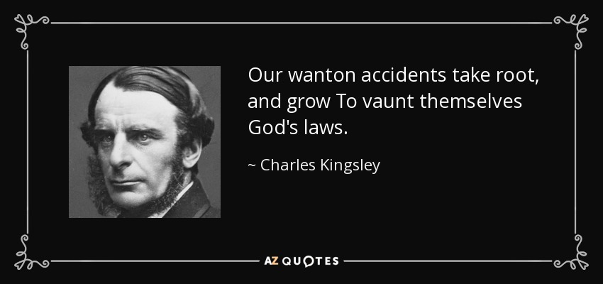 Our wanton accidents take root, and grow To vaunt themselves God's laws. - Charles Kingsley