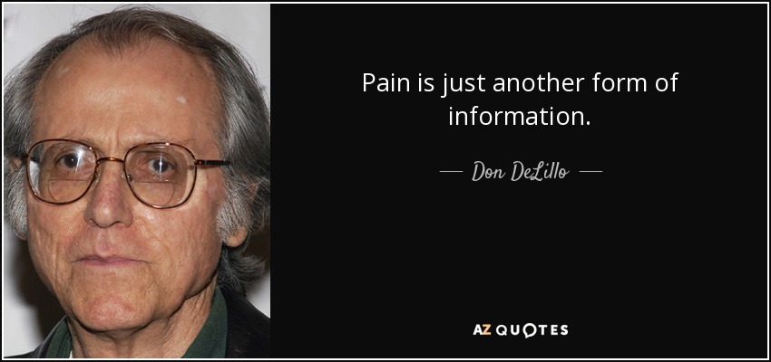 Pain is just another form of information. - Don DeLillo