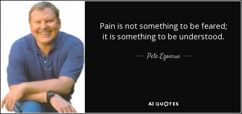Pain is not something to be feared; it is something to be understood. - Pete Egoscue