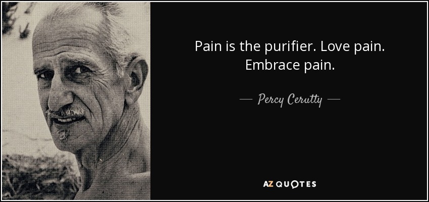 Pain is the purifier. Love pain. Embrace pain. - Percy Cerutty