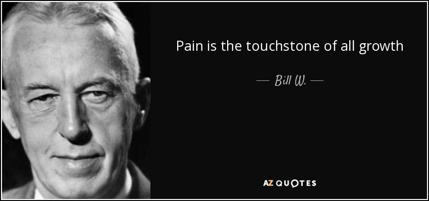 Pain is the touchstone of all growth - Bill W.