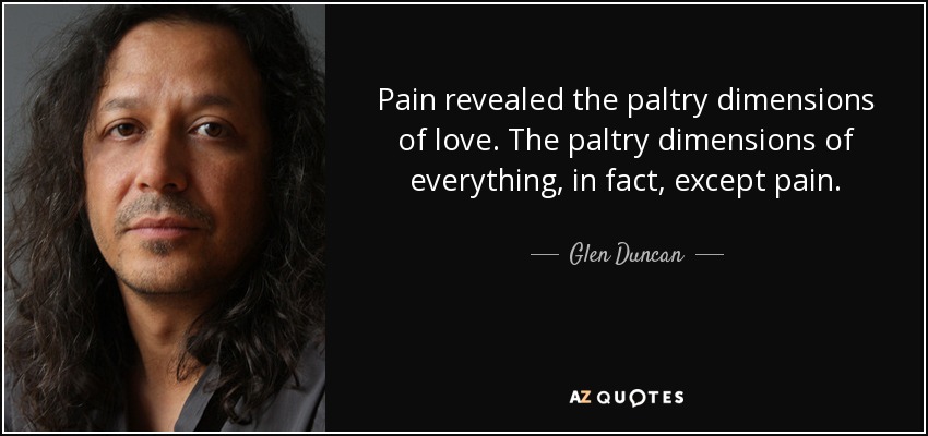 Pain revealed the paltry dimensions of love. The paltry dimensions of everything, in fact, except pain. - Glen Duncan