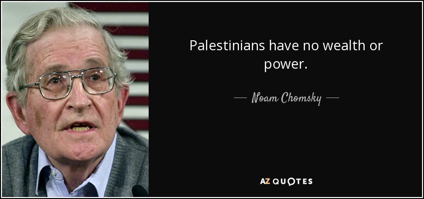 Palestinians have no wealth or power. - Noam Chomsky