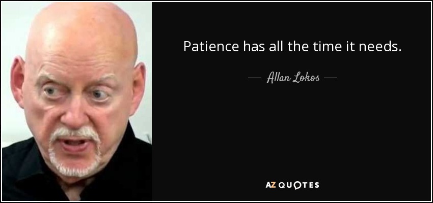 Patience has all the time it needs. - Allan Lokos