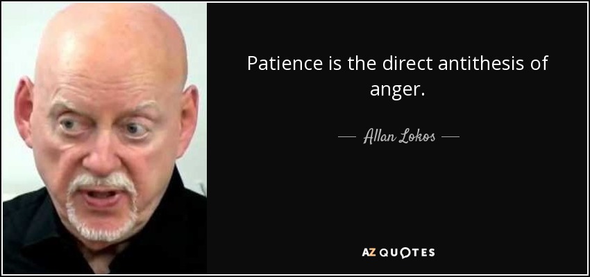 Patience is the direct antithesis of anger. - Allan Lokos