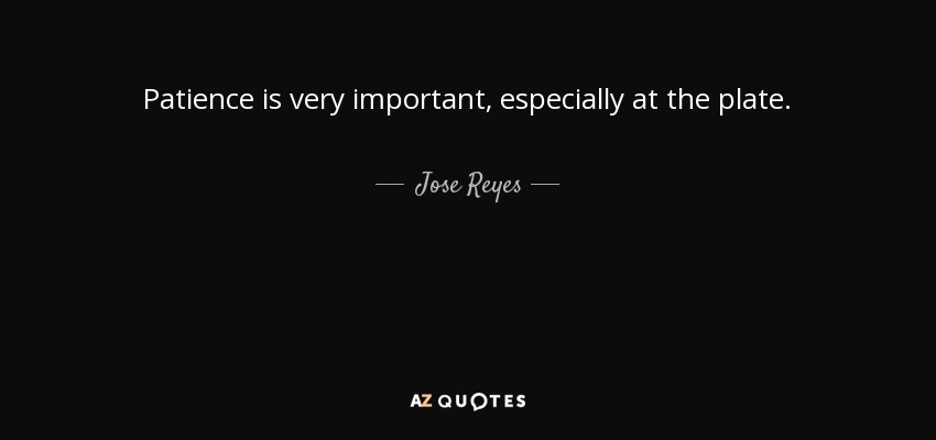Patience is very important, especially at the plate. - Jose Reyes