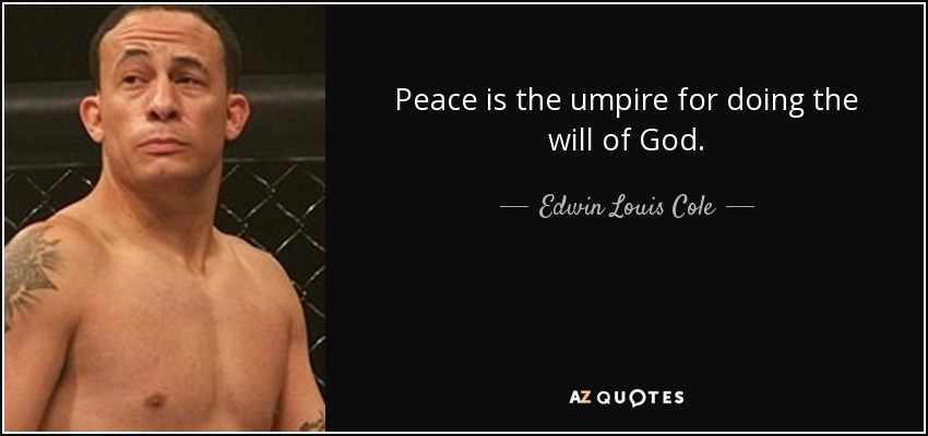 Peace is the umpire for doing the will of God. - Edwin Louis Cole