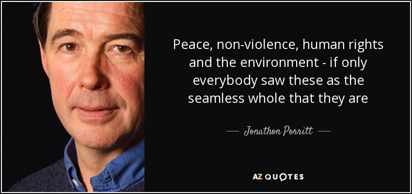 Peace, non-violence, human rights and the environment - if only everybody saw these as the seamless whole that they are - Jonathon Porritt