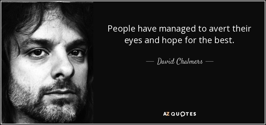 People have managed to avert their eyes and hope for the best. - David Chalmers