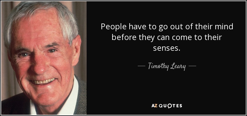 People have to go out of their mind before they can come to their senses. - Timothy Leary