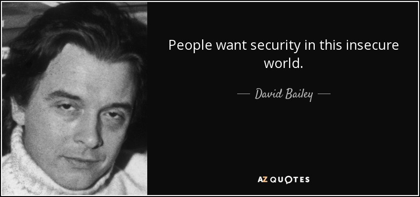 People want security in this insecure world. - David Bailey