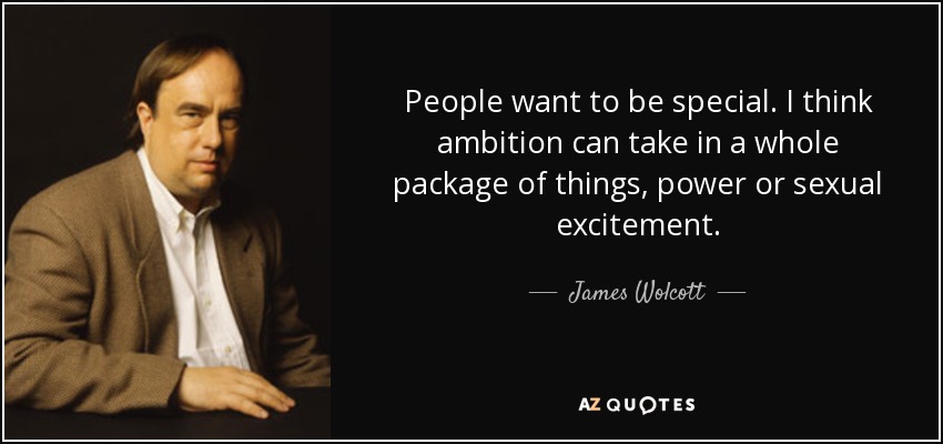 People want to be special. I think ambition can take in a whole package of things, power or sexual excitement. - James Wolcott