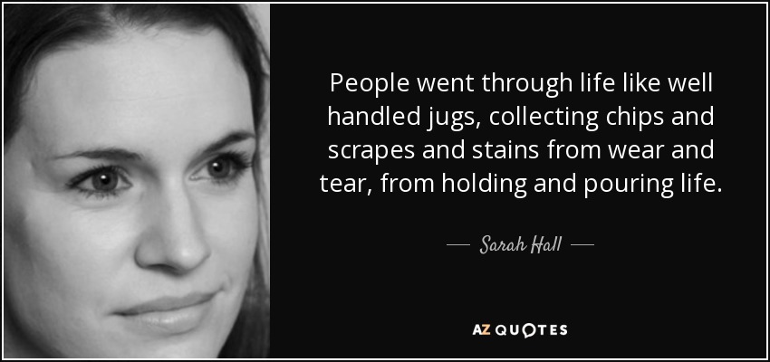 People went through life like well handled jugs, collecting chips and scrapes and stains from wear and tear, from holding and pouring life. - Sarah Hall
