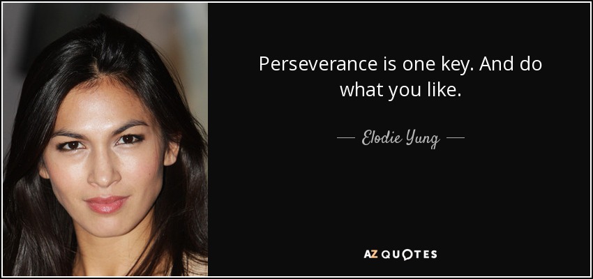 Perseverance is one key. And do what you like. - Elodie Yung