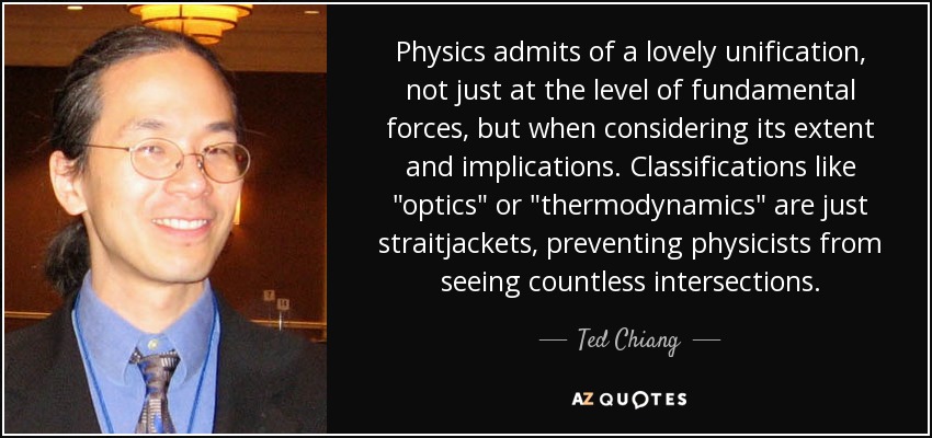Physics admits of a lovely unification, not just at the level of fundamental forces, but when considering its extent and implications. Classifications like 