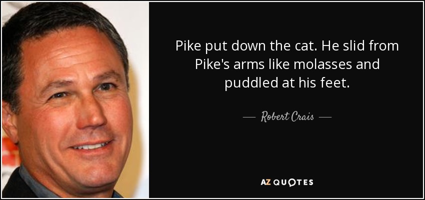 Pike put down the cat. He slid from Pike's arms like molasses and puddled at his feet. - Robert Crais