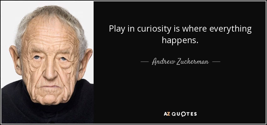 Play in curiosity is where everything happens. - Andrew Zuckerman