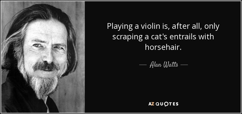 Playing a violin is, after all, only scraping a cat's entrails with horsehair. - Alan Watts