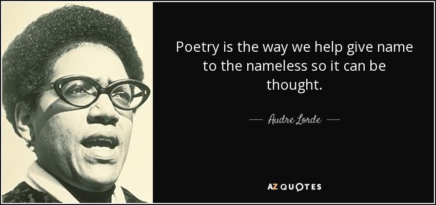 Poetry is the way we help give name to the nameless so it can be thought. - Audre Lorde