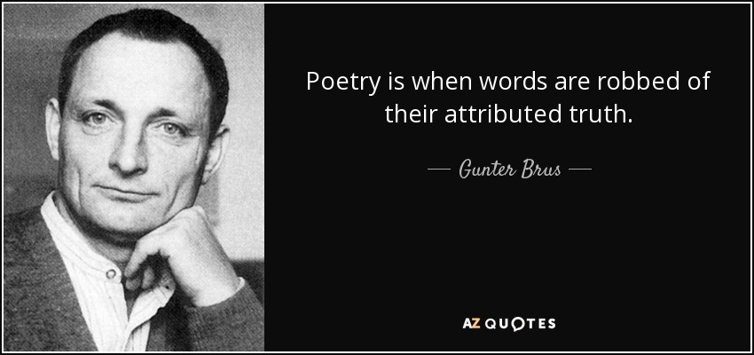 Poetry is when words are robbed of their attributed truth. - Gunter Brus