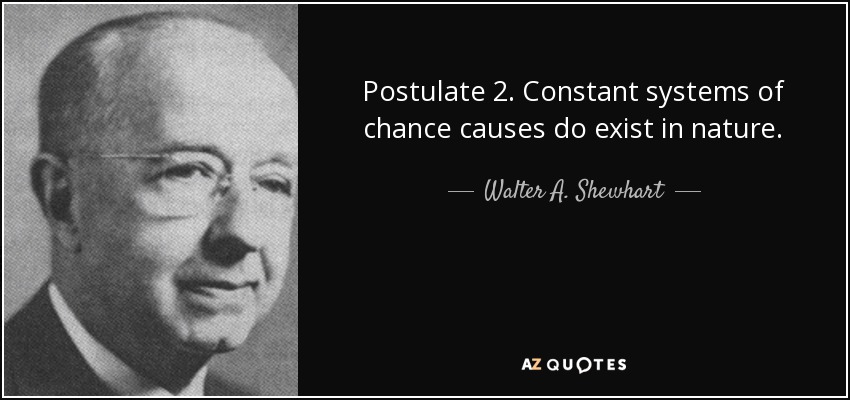 Postulate 2. Constant systems of chance causes do exist in nature. - Walter A. Shewhart