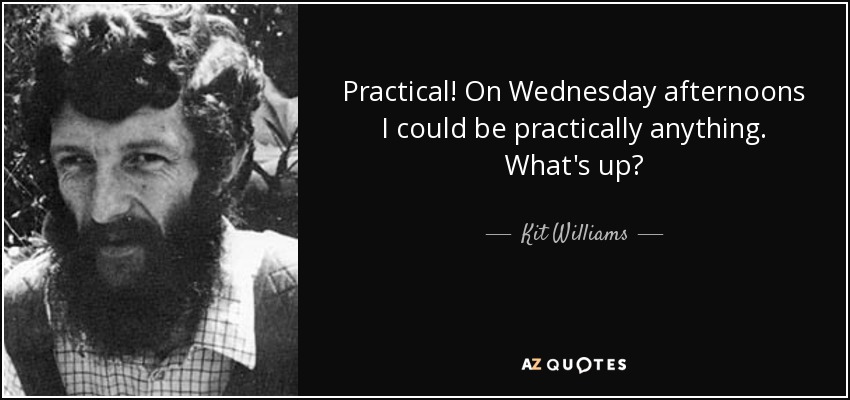 Practical! On Wednesday afternoons I could be practically anything. What's up? - Kit Williams