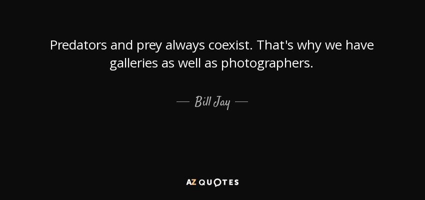 Predators and prey always coexist. That's why we have galleries as well as photographers. - Bill Jay