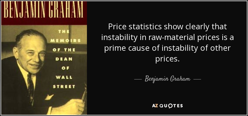 Price statistics show clearly that instability in raw-material prices is a prime cause of instability of other prices. - Benjamin Graham