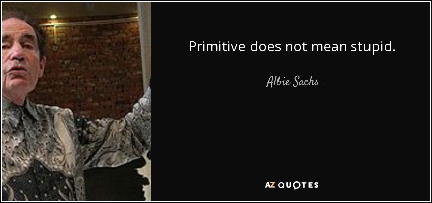 Primitive does not mean stupid. - Albie Sachs