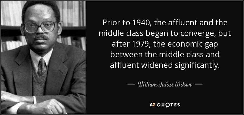 Prior to 1940, the affluent and the middle class began to converge, but after 1979, the economic gap between the middle class and affluent widened significantly. - William Julius Wilson