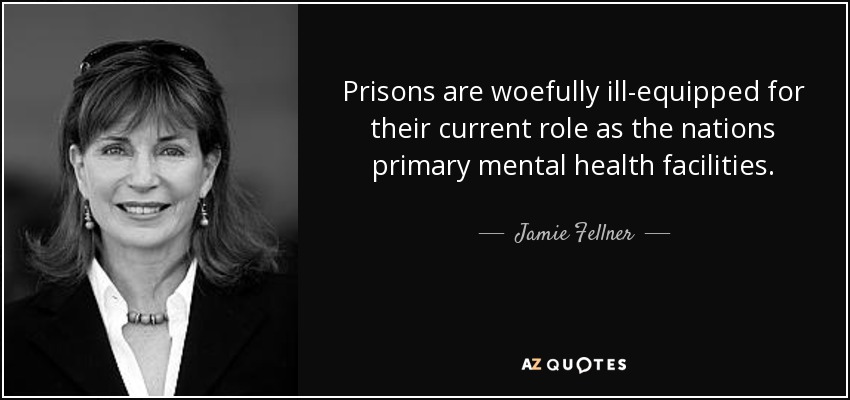 Prisons are woefully ill-equipped for their current role as the nations primary mental health facilities. - Jamie Fellner