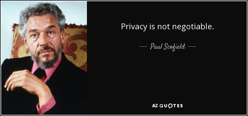 Privacy is not negotiable. - Paul Scofield