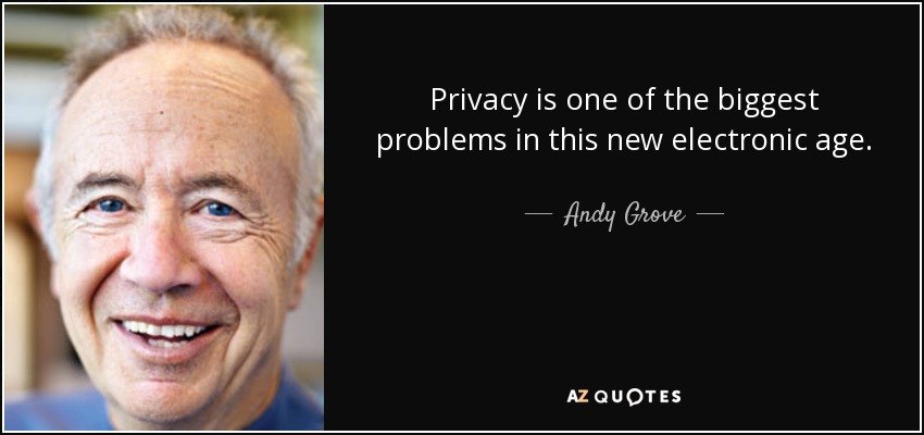 Privacy is one of the biggest problems in this new electronic age. - Andy Grove
