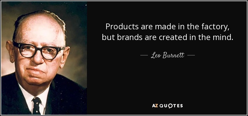 Products are made in the factory, but brands are created in the mind. - Leo Burnett
