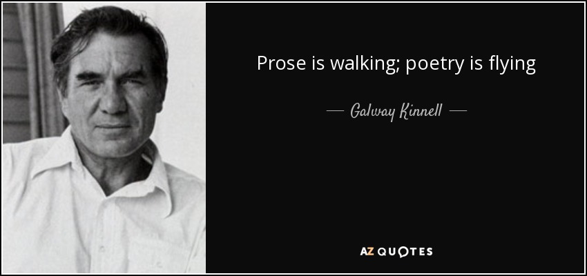 Prose is walking; poetry is flying - Galway Kinnell