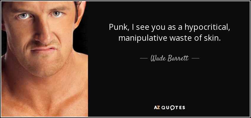 Punk, I see you as a hypocritical, manipulative waste of skin. - Wade Barrett