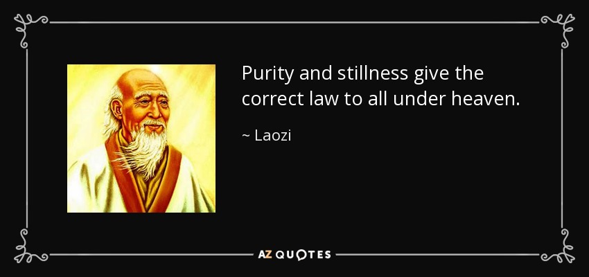 Purity and stillness give the correct law to all under heaven. - Laozi