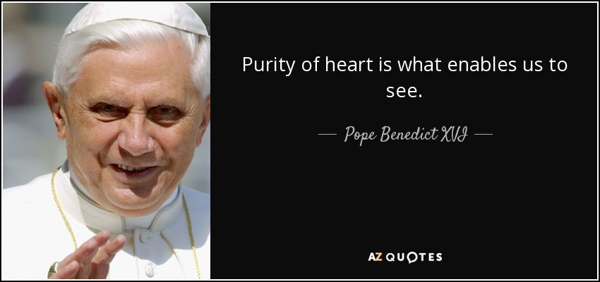 Purity of heart is what enables us to see. - Pope Benedict XVI