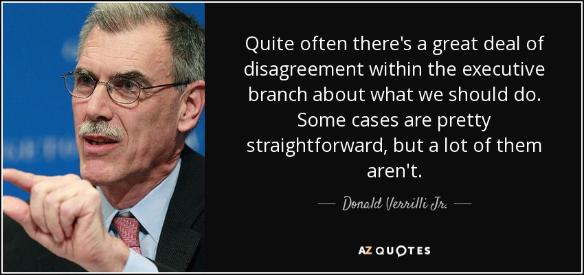 Quite often there's a great deal of disagreement within the executive branch about what we should do. Some cases are pretty straightforward, but a lot of them aren't. - Donald Verrilli Jr.