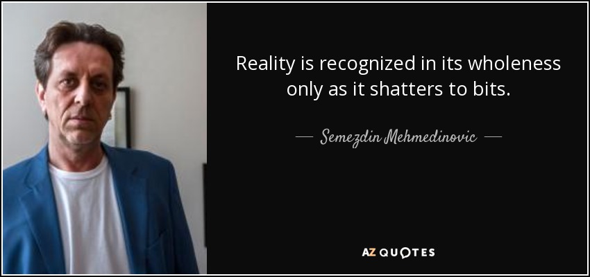 Reality is recognized in its wholeness only as it shatters to bits. - Semezdin Mehmedinovic