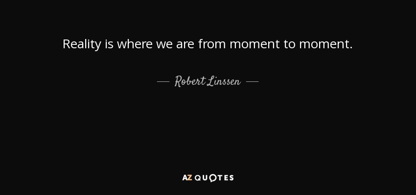 Reality is where we are from moment to moment. - Robert Linssen