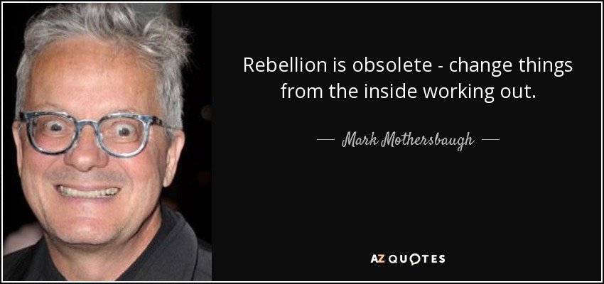 Rebellion is obsolete - change things from the inside working out. - Mark Mothersbaugh