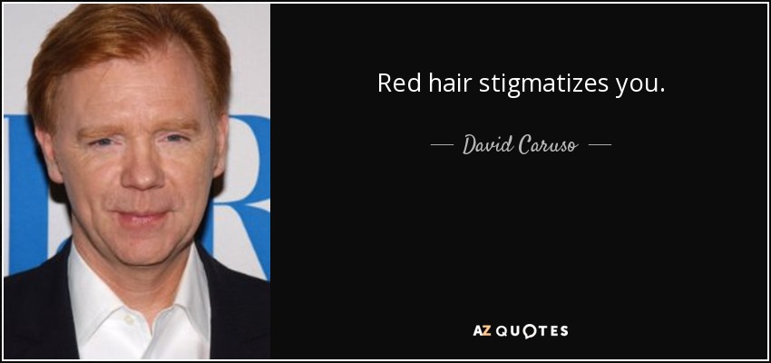 Red hair stigmatizes you. - David Caruso