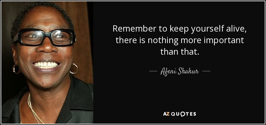 Remember to keep yourself alive, there is nothing more important than that. - Afeni Shakur