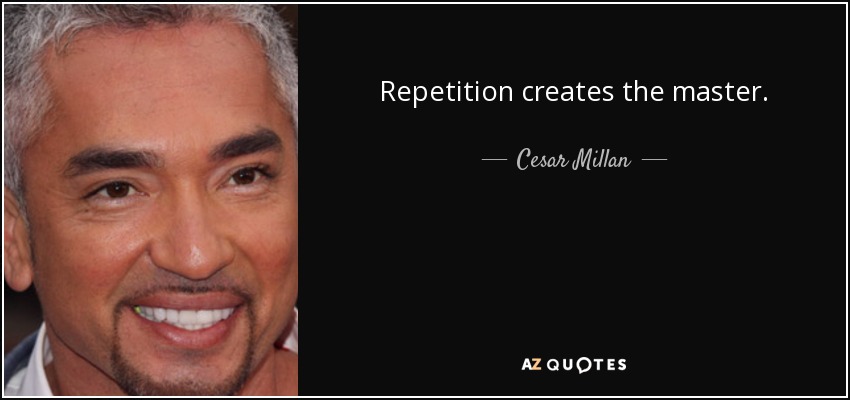 Repetition creates the master. - Cesar Millan