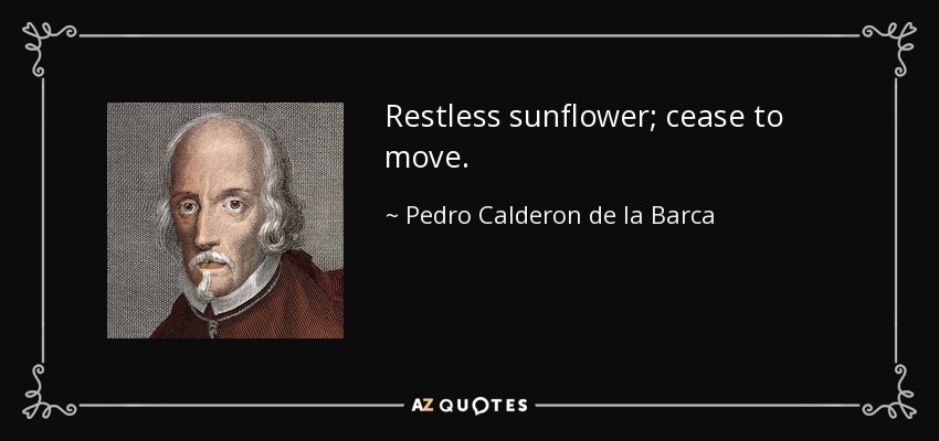 Restless sunflower; cease to move. - Pedro Calderon de la Barca
