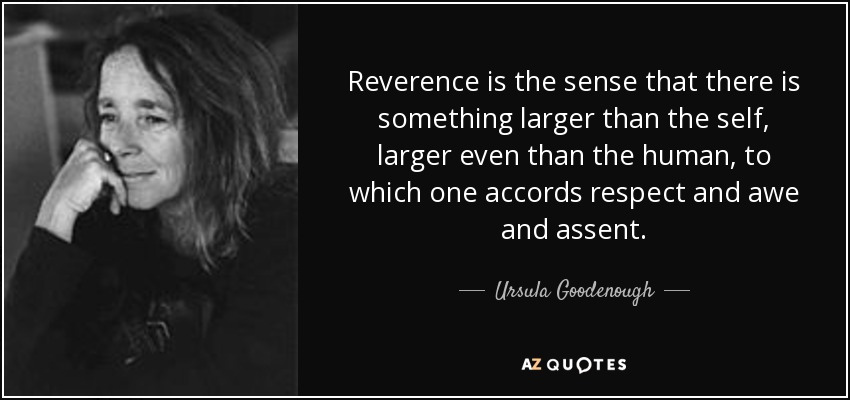 Reverence is the sense that there is something larger than the self, larger even than the human, to which one accords respect and awe and assent. - Ursula Goodenough