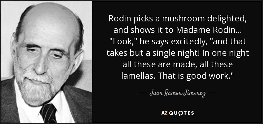 Rodin picks a mushroom delighted, and shows it to Madame Rodin... 