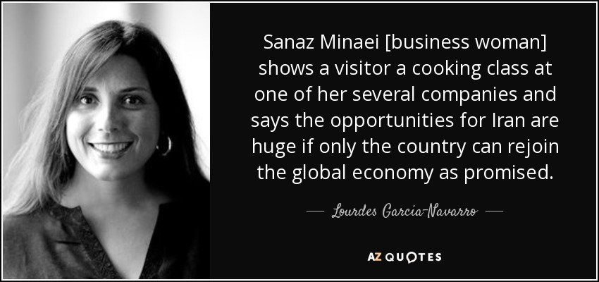 Sanaz Minaei [business woman] shows a visitor a cooking class at one of her several companies and says the opportunities for Iran are huge if only the country can rejoin the global economy as promised. - Lourdes Garcia-Navarro